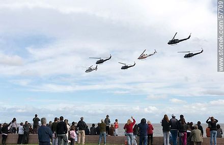Group of helicopters  of the Uruguayan Air Force. UH-1H Iroquois, Dauphin and Bell 212 - Department of Montevideo - URUGUAY. Foto No. 57709