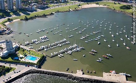 Aerial view of the Yacht Club facilities, pools and marinas - Department of Montevideo - URUGUAY. Foto No. 58350