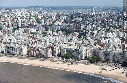 Aerial view of the Rambla Rep. of Peru, Pocitos Beach. Streets  Pagola, Barreiro and Pereira. - Department of Montevideo - URUGUAY. Foto No. 58376