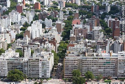 Aerial view of the street  Manuel Pagola and buildings on Juan Benito Blanco Street - Department of Montevideo - URUGUAY. Foto No. 58372
