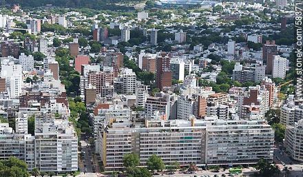 Aerial view of the street  Manuel Pagola and buildings on Juan Benito Blanco Street - Department of Montevideo - URUGUAY. Photo #58371