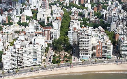 Aerial view of the Rambla Rep. of Peru, Square Gomensoro. Streets Scoseria, Luis Bollo, Jaime Zudáñez and Abadie - Department of Montevideo - URUGUAY. Photo #58366