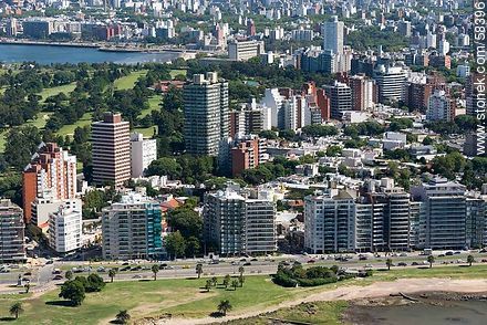 Aerial view of the Rambla Gandhi, buildings on Artigas Boulevard. - Department of Montevideo - URUGUAY. Foto No. 58396