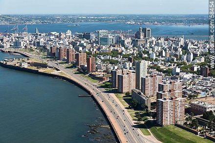 Aerial view of the south Rambla Rep. Argentina, Bay of Montevideo - Department of Montevideo - URUGUAY. Foto No. 58454