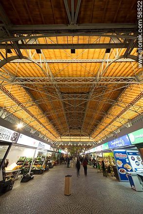 Mercado Agricola at night. View of roofs and metal structures reconstructed - Department of Montevideo - URUGUAY. Foto No. 58522