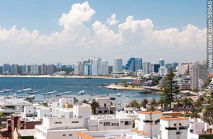 From the lighthouse of Punta del Este. Buildings on Playa Mansa - Punta del Este and its near resorts - URUGUAY. Foto No. 58646
