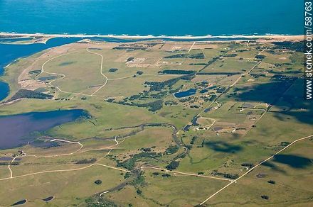 Aerial view of fields next to the Laguna Garzón. Route 10 - Punta del Este and its near resorts - URUGUAY. Photo #58763