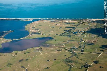 Aerial view of fields next to the Laguna Garzón. Route 10 - Punta del Este and its near resorts - URUGUAY. Photo #58761