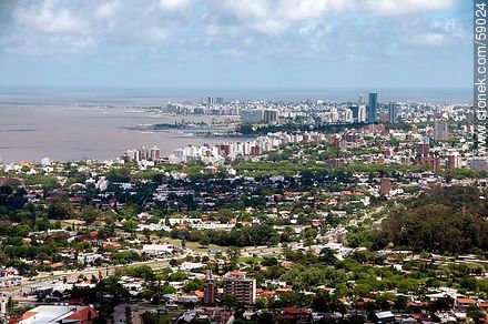 Aerial view of Malvin, Buceo, Pocitos far away - Department of Montevideo - URUGUAY. Foto No. 59024