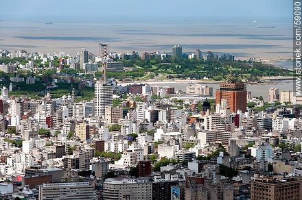 Aerial view of the neighborhoods Centro, Cordon and Punta Carretas - Department of Montevideo - URUGUAY. Photo #59090