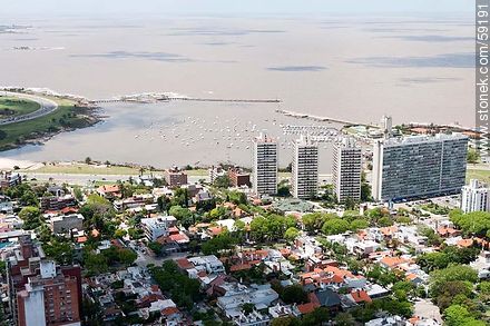 Aerial view of Torres del Puerto and the Panamericano building - Department of Montevideo - URUGUAY. Photo #59191