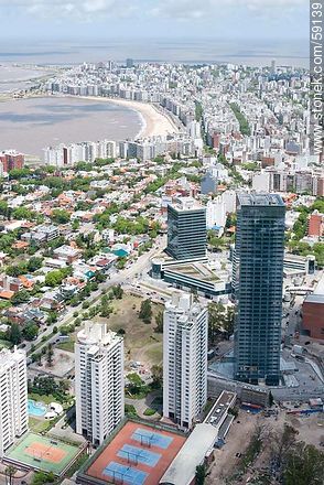Aerial view of Torres Náuticas and WTC 3 and 4, Pocitos Beach - Department of Montevideo - URUGUAY. Foto No. 59139