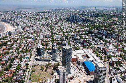 Aerial view of Montevideo Shopping Center and the WTC towers. Free Zone Buceo - Department of Montevideo - URUGUAY. Photo #59141
