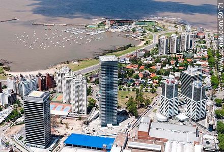 Aerial view of Montevideo Shopping Center and the WTC towers. Free Zone Buceo - Department of Montevideo - URUGUAY. Foto No. 59171