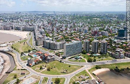 Aerial View of the Ramblas Armenia, Republic of Peru and Pte Charles de Gaulle, Avenida Luis Alberto de Herrera - Department of Montevideo - URUGUAY. Photo #59228