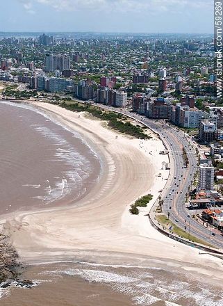 Aerial view of Rambla of Malvín quarter and its beach - Department of Montevideo - URUGUAY. Foto No. 59269