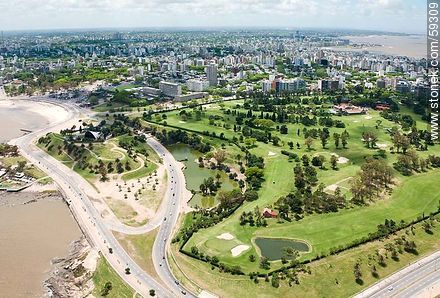 Aerial view of the Golf Club of Punta Carretas. Rambla Wilson and Avenida Dr. Juan A. Cachon - Department of Montevideo - URUGUAY. Photo #59309