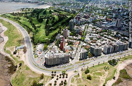 Aerial View of Boulevard Artigas and the Ramblas Pte Wilson and Gandhi in Punta Carretas - Department of Montevideo - URUGUAY. Photo #59291
