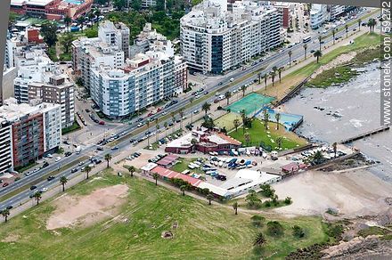 Aerial view of the clubs La Estacada and Nautilus. Rambla, Teru and Carace streets - Department of Montevideo - URUGUAY. Photo #59272