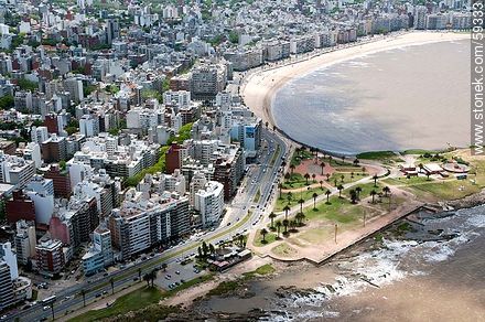 Aerial View of Trouville, Gandhi promenade and the street Francisco Vidal - Department of Montevideo - URUGUAY. Photo #59333