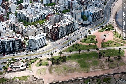 Aerial view of of the peninsula of Trouville, Rambla Gandhi primenade - Department of Montevideo - URUGUAY. Photo #59328