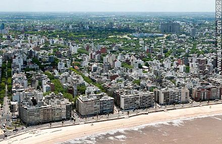 Aerial view of Pocitos Beach, Av Brasil, Calles José Martí, Ramon Masini, Guayaqui and Gabriel Pereira - Department of Montevideo - URUGUAY. Foto No. 59282