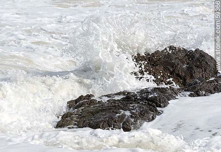 Foam on the sea and rocks - Punta del Este and its near resorts - URUGUAY. Photo #59366