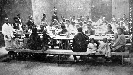 Immigrants Hotel. A dining room, 1910 - Department of Montevideo - URUGUAY. Foto No. 59752