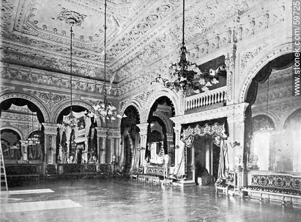 La vida social en Montevideo. Uno de los salones del Club Uruguay, 1910 - Departamento de Montevideo - URUGUAY. Foto No. 59725