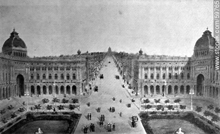 Proyecto de embellecimiento de la Plaza Independencia y Avenida 18 de Julio, 1910 - Departamento de Montevideo - URUGUAY. Foto No. 59765