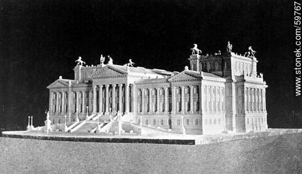 Frente del Palacio Legislativo (en construcción), 1910 - Departamento de Montevideo - URUGUAY. Foto No. 59767