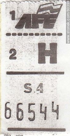 Boleto de tren de AFE - Departamento de Montevideo - URUGUAY. Foto No. 60390