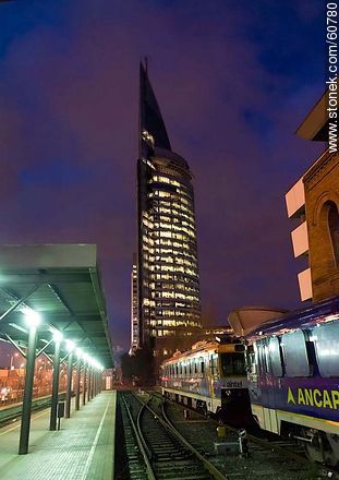 Antel Tower at night from Central Train Station - Department of Montevideo - URUGUAY. Foto No. 60780