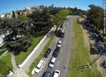 Aerial photo of automobiles circulating Ricaldoni Avenue - Department of Montevideo - URUGUAY. Photo #60910