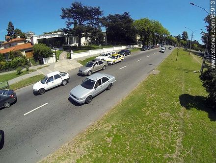 Aerial photo of automobiles circulating Ricaldoni Avenue - Department of Montevideo - URUGUAY. Photo #60913