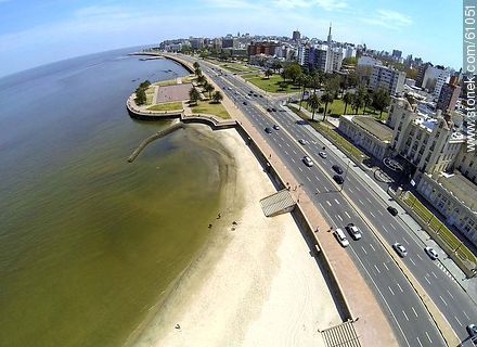 Aerial view of the beach Ramirez and the promenade Argentina Republic - Department of Montevideo - URUGUAY. Photo #61051