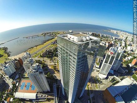 Aerial photo of Tower 4 at the World Trade Center Montevideo overlooking the Rio de la Plata - Department of Montevideo - URUGUAY. Photo #61735