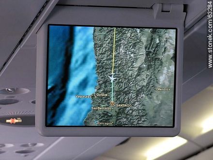 Pantalla con el recorrido de un avión Airbus de LAN - Chile - Otros AMÉRICA del SUR. Foto No. 63284