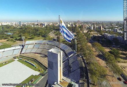 Aerial view of the Estadio Centenario. Preparations for the Paul McCartney concert on April 19, 2014 - Department of Montevideo - URUGUAY. Foto No. 63689