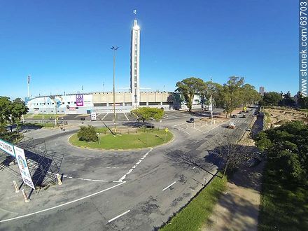 Aerial view of the Estadio Centenario. Preparations for the Paul McCartney concert on April 19, 2014 - Department of Montevideo - URUGUAY. Foto No. 63703