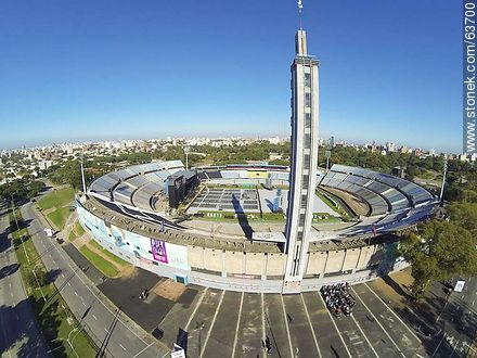 Aerial view of the Estadio Centenario. Preparations for the Paul McCartney concert on April 19, 2014 - Department of Montevideo - URUGUAY. Foto No. 63700