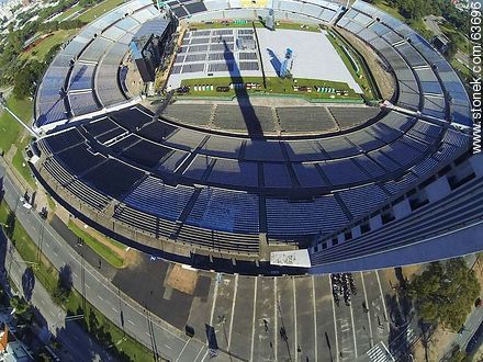 Aerial view of the Estadio Centenario. Preparations for the Paul McCartney concert on April 19, 2014 - Department of Montevideo - URUGUAY. Foto No. 63696