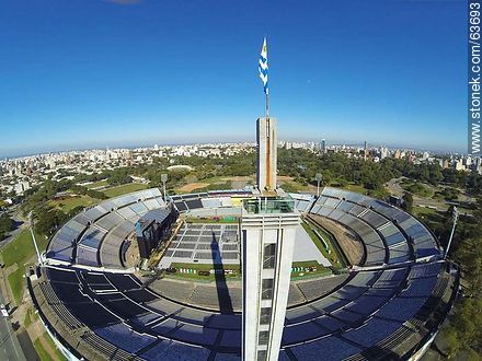Aerial view of the Estadio Centenario. Preparations for the Paul McCartney concert on April 19, 2014 - Department of Montevideo - URUGUAY. Foto No. 63693