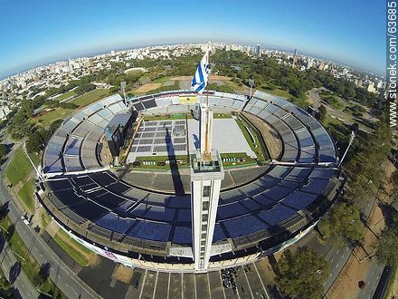 Aerial view of the Estadio Centenario. Preparations for the Paul McCartney concert on April 19, 2014 - Department of Montevideo - URUGUAY. Foto No. 63685