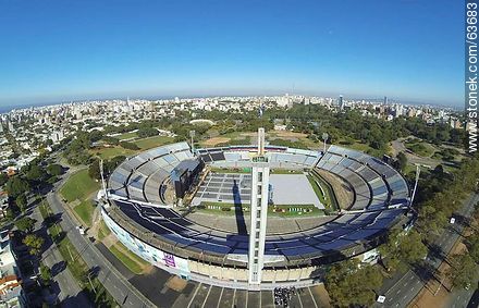 Aerial view of the Estadio Centenario. Preparations for the Paul McCartney concert on April 19, 2014 - Department of Montevideo - URUGUAY. Photo #63683