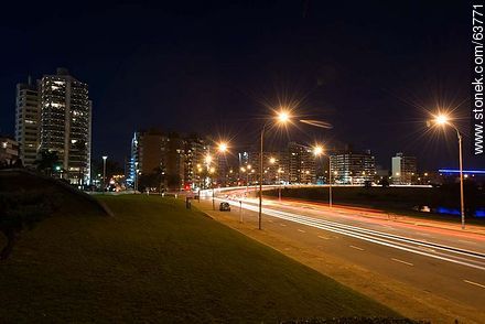 Light trails of cars in the Rambla Armenia and 26 de Marzo Street - Department of Montevideo - URUGUAY. Photo #63771