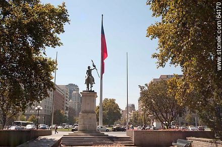 Statue of San Martin and the Chilean flag - Chile - Others in SOUTH AMERICA. Photo #64170