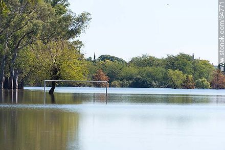 Río Negro muy crecido. Cancha de fútbol inundada - Departamento de Soriano - URUGUAY. Foto No. 64771