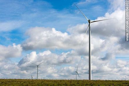 Wind generation in Route 5. 3 winged windmills -  - URUGUAY. Foto No. 64902