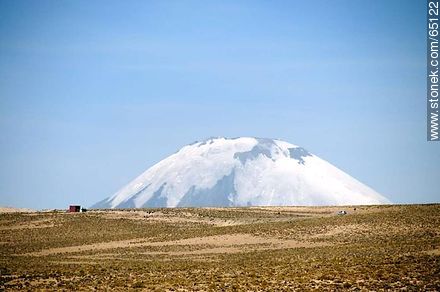 Top of Parinacota volcano looming over the plain - Chile - Others in SOUTH AMERICA. Photo #65122